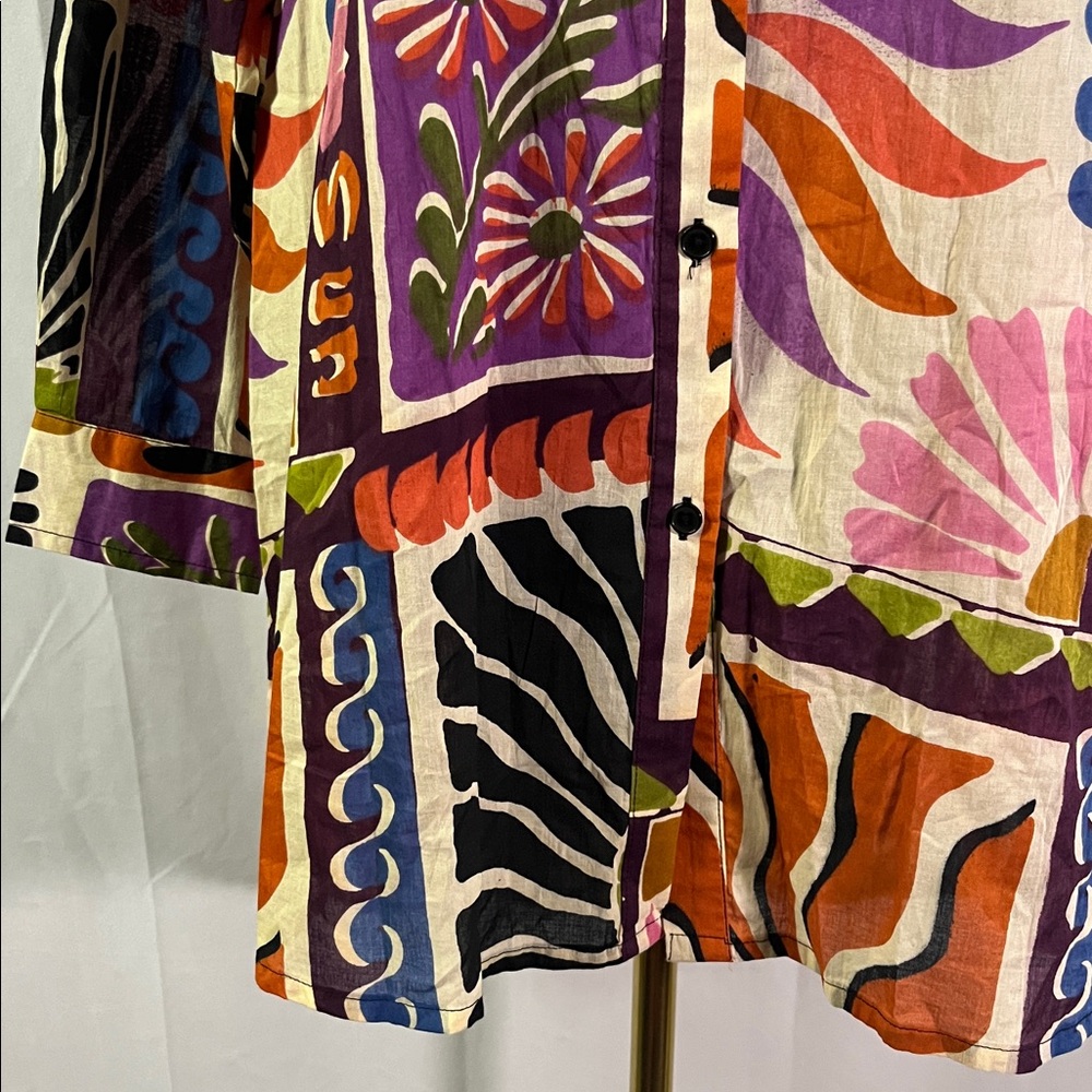 True Destinations Multicolor Printed Button Front… - image 8